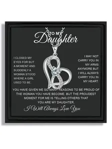 1 piece silver infinity heart pendant necklace birthday holiday suitable for mother to daughter gift box with blessing card and box Exquisite Jewelry Gift