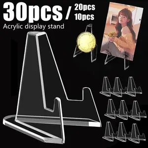 30pcs/20pcs/10pcs Mini Clear Acrylic Photo Frame Display Stand Elegant Coin Display Stand suitable for baseball card sports trading card display stand Desk Accessories Coins Organizer