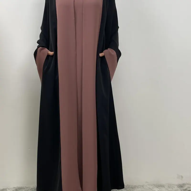 Women's Colorblock Flounce Sleeve Zipper Back Dress, Casual Modest Fashion Long Sleeve Round Neck Maxi Tunic Dress for Summer Fall, Dresses for Women, Women's Clothing for Daily Wear, Moo Moo Dresses