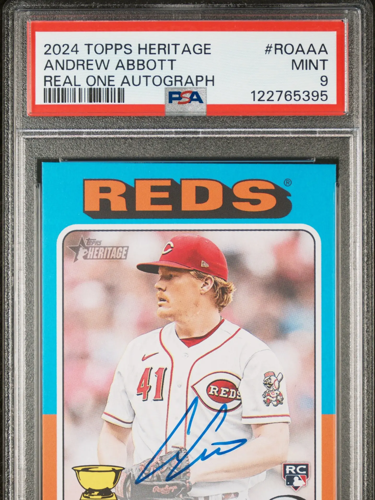 Topps 2024 Heritage Andrew Abbott On Card Auto Graded PSA 9 Real One Autograph Mint Condition RC Card ROAAA 122765395