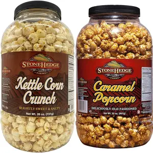 Stonehedge Farms Gourmet Popcorn Barrel Variety Pack - 32 Ounces Each - Two Pack (Kettle Corn + Caramel)