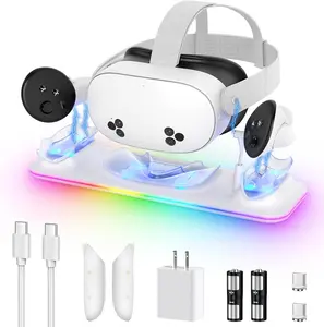 Dock for Meta Quest 3S/Quest 3,  PD 18W   Station for Oculus 3S Accessories with RGB Light,  Charger Stand for Headset/Controller with 2 Rechargeable