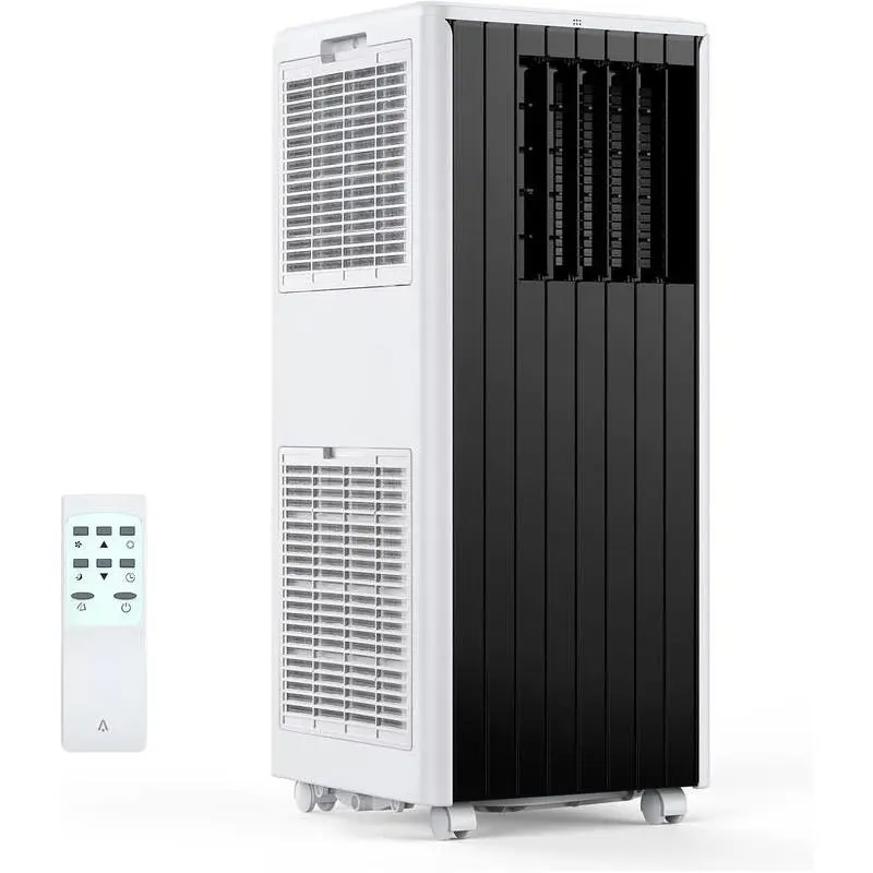 8000 BTU Compact Portable Window AC Unit with Window Vent Kit - Cools 350 Sq. Ft. Spaces, 3 Cooling Modes, Dehumidifier, Fan, Energy Efficient, Durable Grey Unit, Drain Pipe, Hassle-Free Installation for Bedroom, Office
