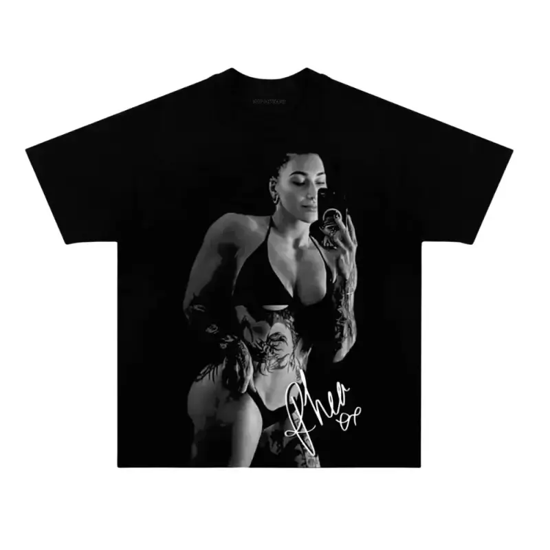 Comfort Colors Rhea Ripley Wrestling Graphic T-Shirt - Men's/Women's Lightweight Oversize Loose-Fitting Crew Neck Top, Sports Apparel with Vintage Streetwear Vibe for Events, Casual Wear, Ink Culture Enthusiasts, Dark Vintage Full-Body Inked Woman Print,,