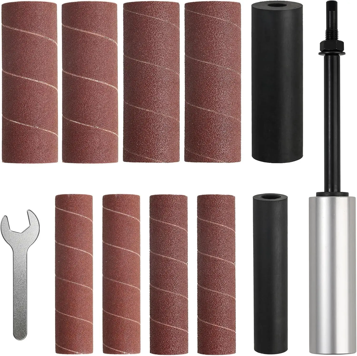 Hand-Held Drum Spindle Sande For Woodworkingr, Silvery | Rubber Sanding Drum, For Drill