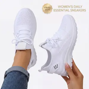 【QUAWUJIE】Women's Plus Size Wide Fit Sneakers 2026 Spring Summer New Arrival Mesh Breathable Lightweight For Ladies Outdoor Daily Wear