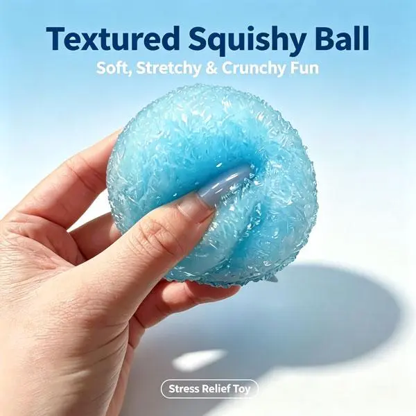 Ice Crystal Textured Stress Relief Squish Ball - Non-Rebound Moldable Fidget Toy, Portable Sensory Squeeze Toy for Home, Office Anxiety Relief,crunchy sound; squishy squeeze fidget;birthday gift;anxiety relief toy;anxiety fidget,hand squeeze ball Anxiety