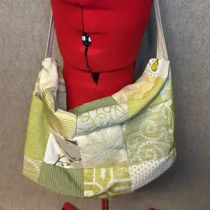 Hand crafted light green patchwork hobo bag womens bags