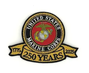 US Marine Corps 250 Commemorative Patch - Made in the USA