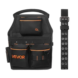 【FathersDayGift】VEVOR Tool Pouch with Belt, 14 Pockets Professional Tool Belt Pouch for Men, Heavy Duty Detachable Adjustable Utility Work Bag for Electrician, Carpenter, Construction, Adjusts Waist 32 to 50 Inches