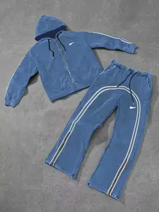 Men's Street Style Hoodie Set, Loose Fit with Pockets, Cotton Fabric, Casual Sportswear, Fall & Winter, Unisex Gift, Tracksuit Sets, Sweatsuit Sets, Tracksuit Sweat Suits, Sweatsuit Set Outfit