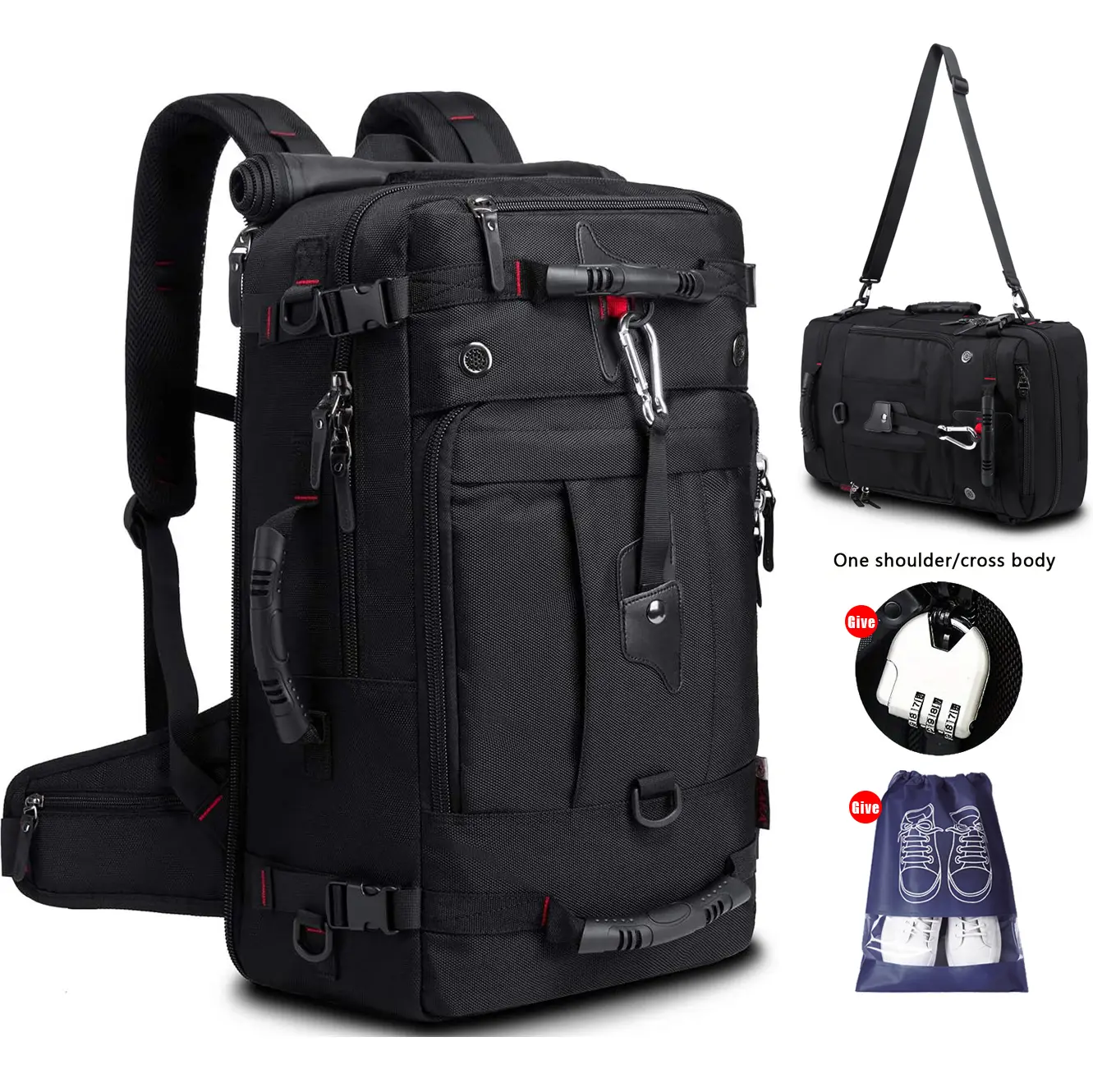 Large multifunctional backpack, men's outdoor hiking backpack, large capacity travel bag, multi-purpose camping backpack, sturdy Oxford cloth, birthday and holiday gifts