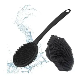 2-Pieces/Set Silicone Bath Brush Set Long-Handled Body Brush for Back Easy-Reach Bath Brush Ideal Body Massage Brush Exfoliating Tool Exfoliating Shower Scrubber for Men and Women
