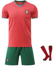 Portugal National Team Home Football Jersey Set, Wave Pattern, Quick Dry Breathable, Fan Viewing/training