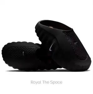 Black Thick-Soled Massage Slides, Orange Spherical Outsole, Breathable Fabric Upper, Pre-Game Recovery Tech Mules