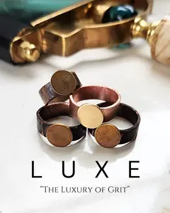LUXE Ring - Copper or Patina Copper Band with Brass Disc - Elegant Design for Versatile Use