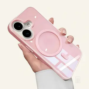 New Senior 16 Pink Magnetic Phone Case Compatible with Iphone17 Pro Max, Air 16, 15, 14, 13, 12, 11 Pro Max Plus, Featuring a Matte Frame And a Clear Anti-Slip