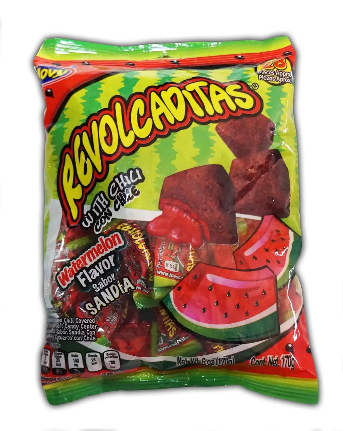 Revolcaditas Chili Watermelon Candy - Irresistible Sweet Heat in Every Bite! (6oz) Snack