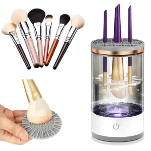 Electric Makeup Brush Cleaner Portable Automatic Makeup Brush Cleaning Machine Professional Cosmetic Brush Cleaner for Home Travel Quick Efficient Cleaning All Brush Sizes