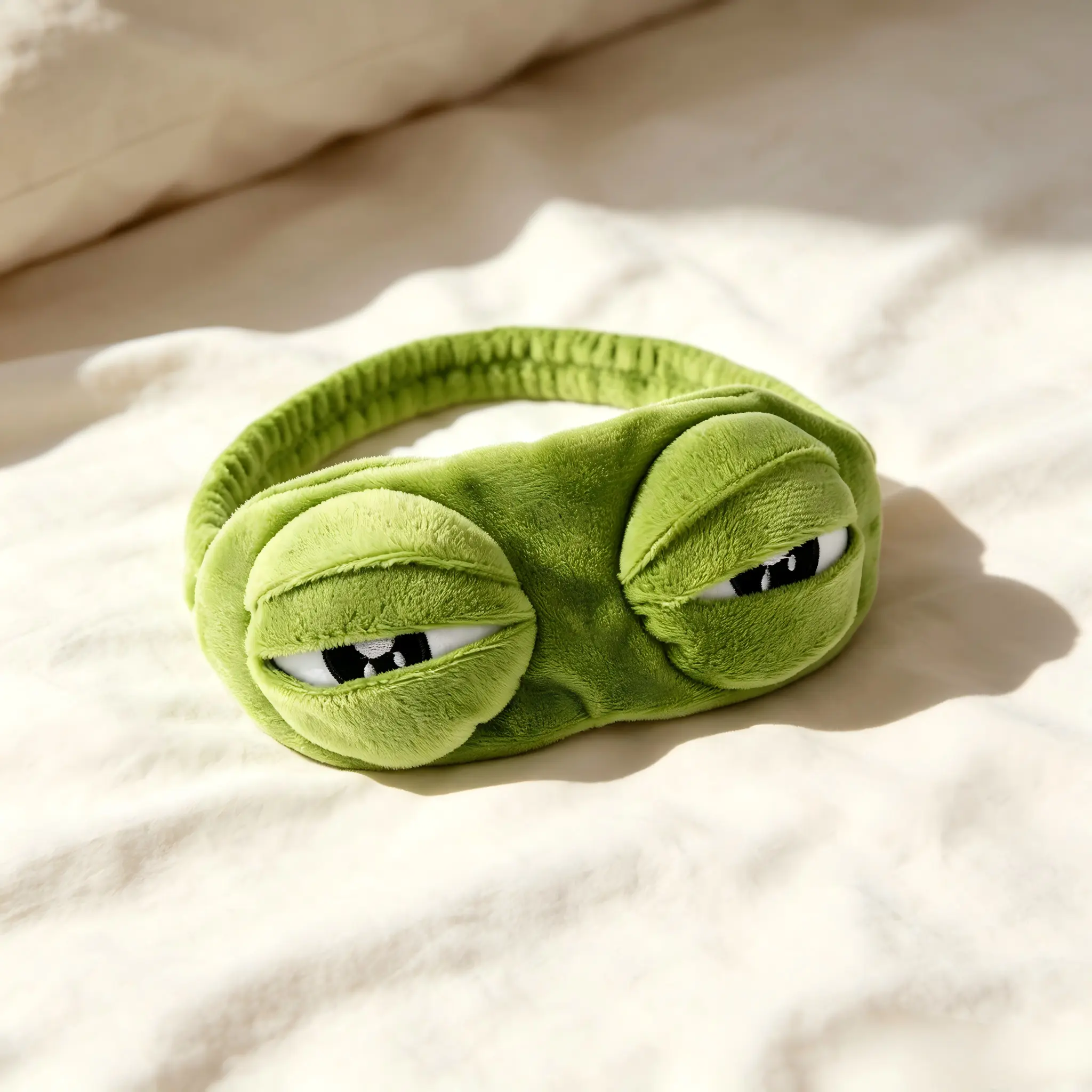 No More Head Pain! Funny Sad Frog Plush Headband, Soft Stretch Hair Band Won’t Dig Scalp, Keep All Bangs Away For Face Washing Mask Makeup