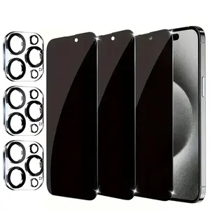 3pcs Privacy Screen Protector & Lens Protectors Compatible for iPhone 17/16/15/14/13/12/11/X Case Suitable for Pro/Pro Max/Plus, Anti-Spy 28° Viewing Angle, 9H Hardness Shatterproof Cover, Ultra-Thin Glass Protectors for Smartphones