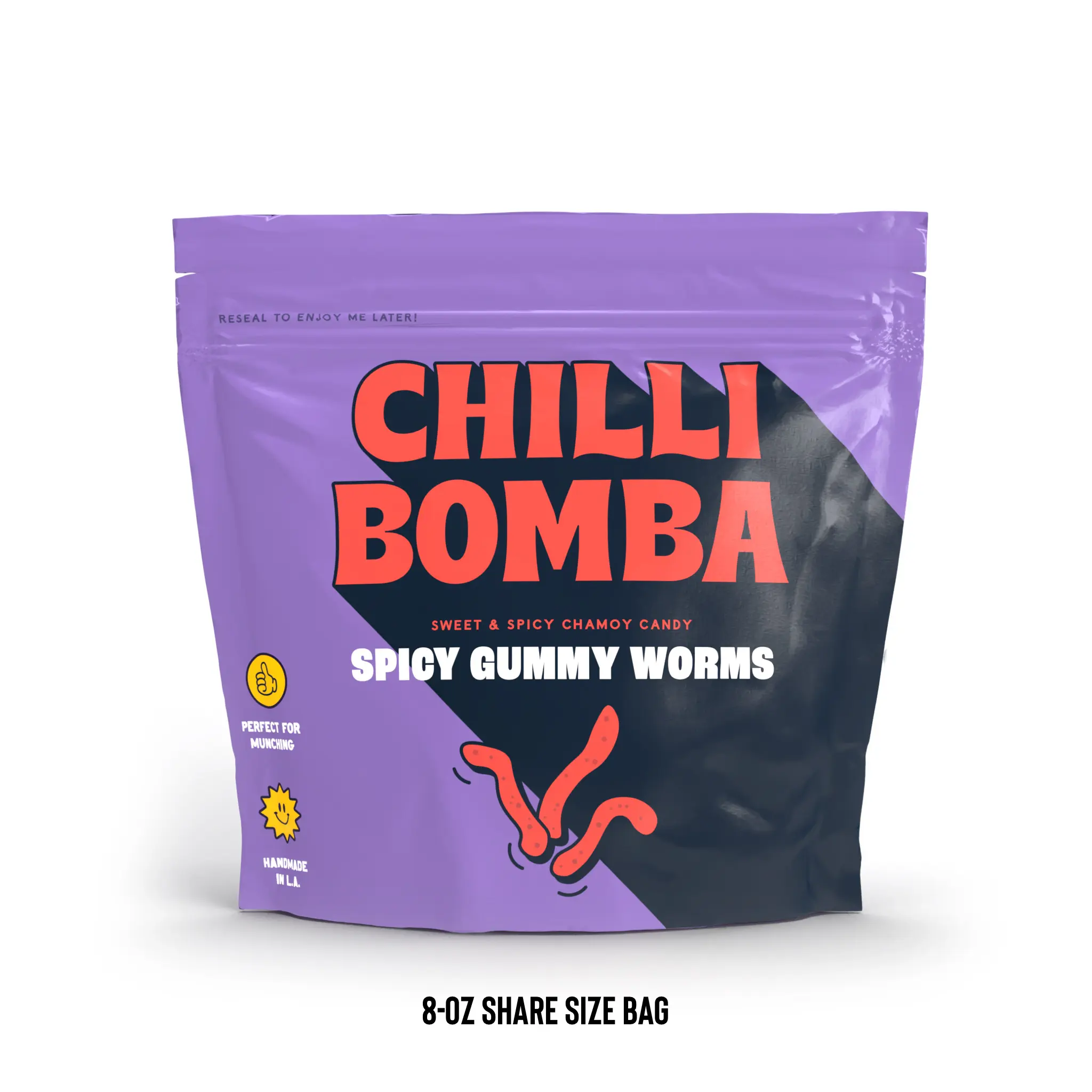 Spicy Gummy Worms 8oz - Chilli Bomba Chamoy Candy (Halal, Gluten Free)