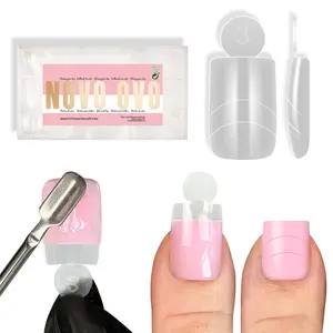 NOVO OVO Upgrade Toe Dual Nail Forms for Poly Gel with Inner French Tips Auxiliary Line for Toenail Extension, Square Soft Gel Nail Extension, Full Cover Molds for Pedicure DIY x 15 Sizes 270 pcs【ONLY DUAL FORM NO POLY GEL INCLUDED】