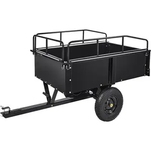 750 LBS Heavy Duty Steel Dump Cart, 15 Cubic Feet Garden Utility Trailer with Removable Sides, Hand Pull or Foot Pedal Dump, Universal Hitch for ATV, UTV, Lawn Mower, Tractor,