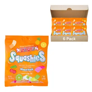 Smarties Squashies 6 pack Mixed Fruit Foam Marshmallows Gummies Candy Gluten Free Gummy Candy Bulk Peanut Free Perfect for Birthday & Holiday Party Favors - 5 oz Candy Bags
