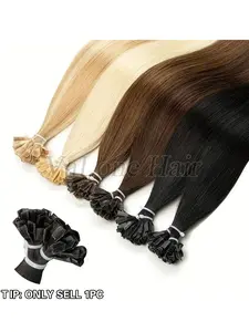 50 Pre-Attached K-Type Human Hair Straight Extensions, Lightweight Individual Extensions, 30g Each, U-Shaped, Keratin Fusion Technology, High-Quality Machine Made, Real Hair Extensions, Straight Hair Weave