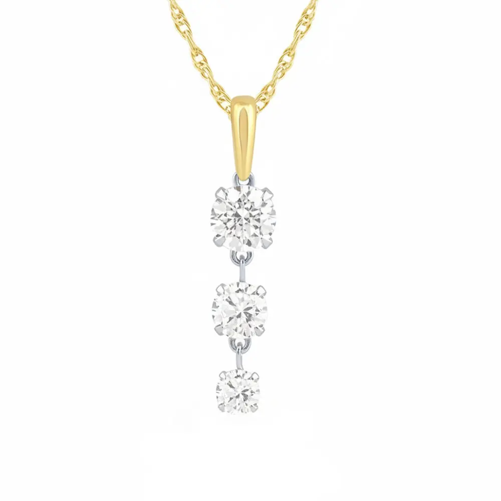1.00ct 14K Two Tone Lab Grown Diamond Necklace 18"