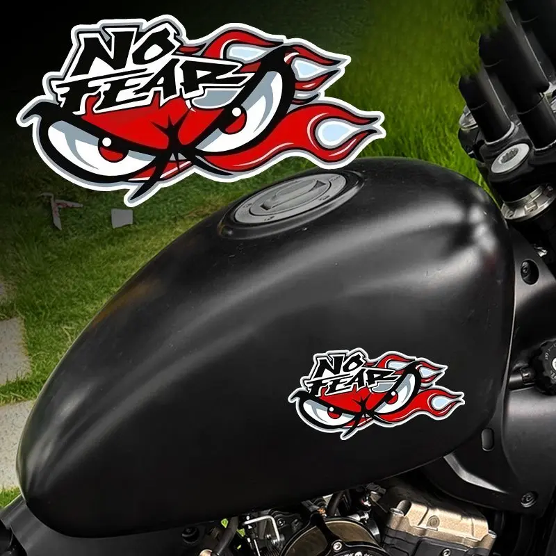 1PC For Motorcycle Small Parts/Car Rearview Mirrors, Hardcore Street Enthusiast Stationery Angry eye flame + "NO FEAR" decor Easily fill items with hardcore passionate atmosphere, Daily use details are full of dominant cool feeling of the shape