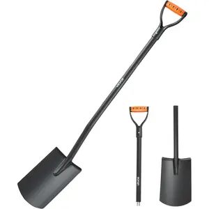 VEVOR Square Shovel, 48 in Heavy-Duty Flat Shovel, Transfer Shovels with Alloy Steel Blade and Non-Slip D-Handle, Detachable and Easy Storage, for Gardening, Construction, Digging, and Snow Shoveling