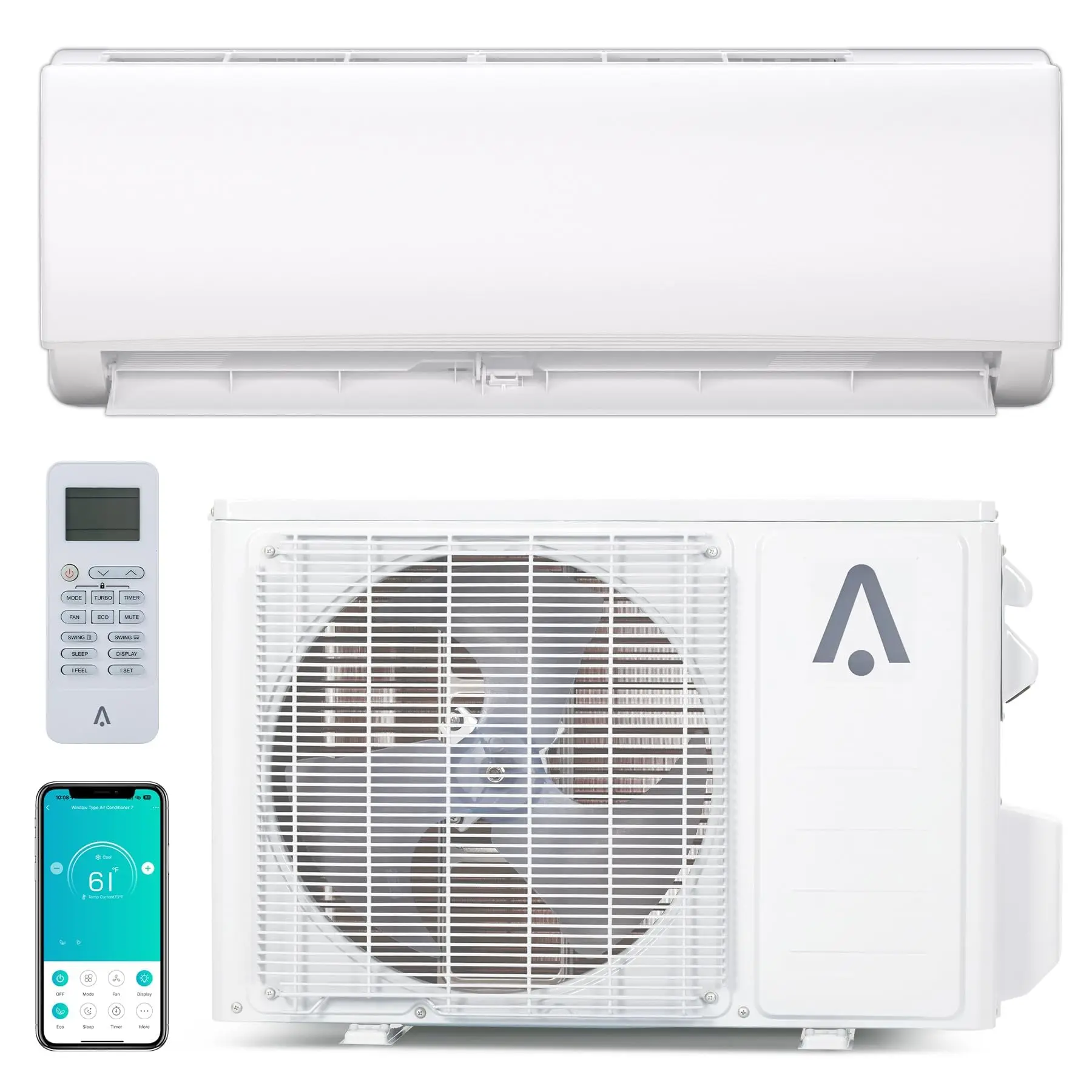 12000 BTU Ductless Mini Split AC & Heat Pump - 21 SEER2 Inverter, 115V, Wireless Remote, Cooling/Heating, Cools 750 Sq. Ft, Eco Mode