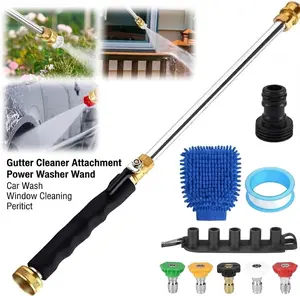 Jet Nozzle Power Washer for Garden Hose, 2026 Pressure Washer Wand with 5 Interchangeable Nozzles, Pressure Washer Nozzle for Car Washing Patio Garden Outdoor Cleaning (Black Set)