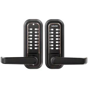 VEVOR Mechanical Keyless Entry Door Lock, 2.0 Code Upgrade, 4-7 Digits Code, Double-Sided Push Button Combination Keypad Door Lock with Handle, Auto Locking, for Indoor or Outdoor, Oil-Rubbed Bronze