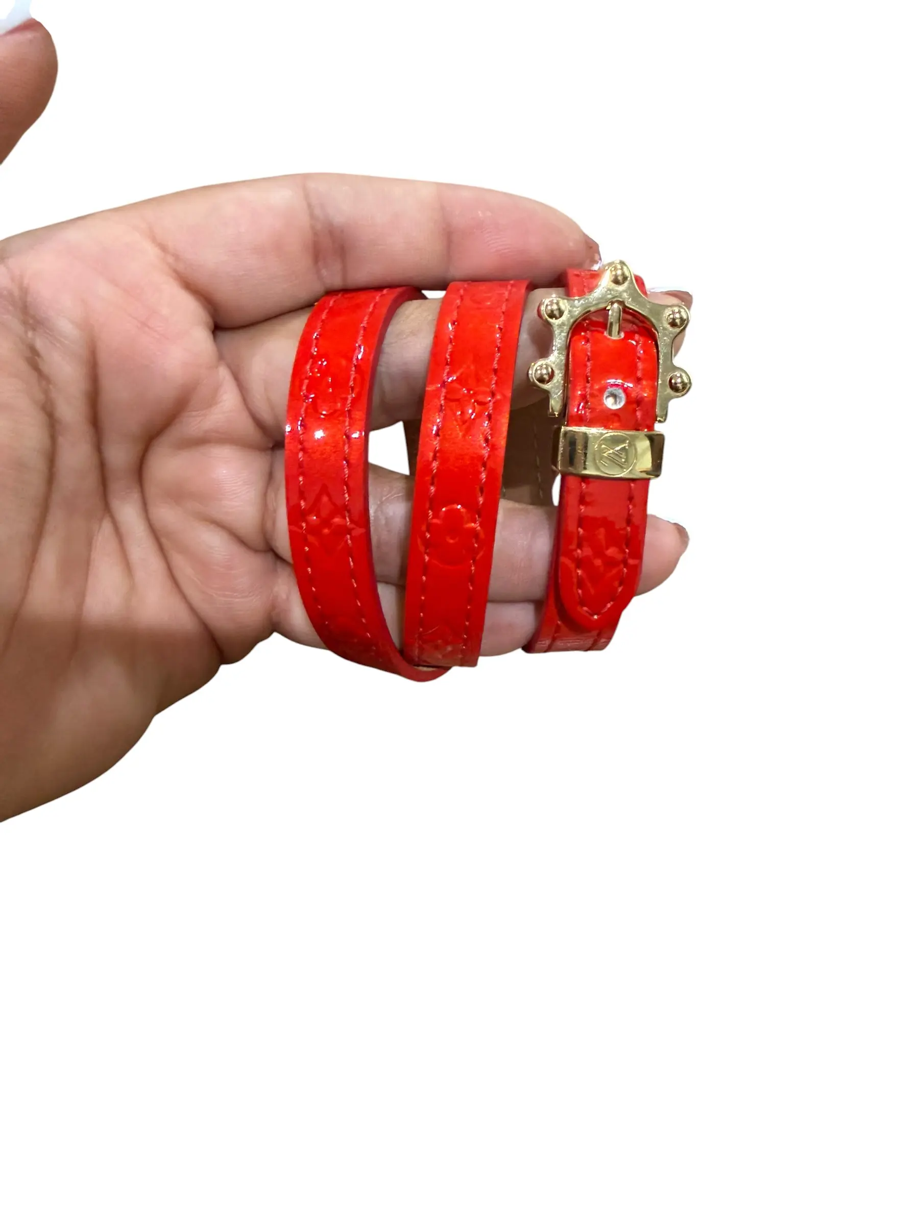 Pre-owned Louis Vuitton Red Vernis Wrap Bracelet Full Set Perfect for Daily Use
