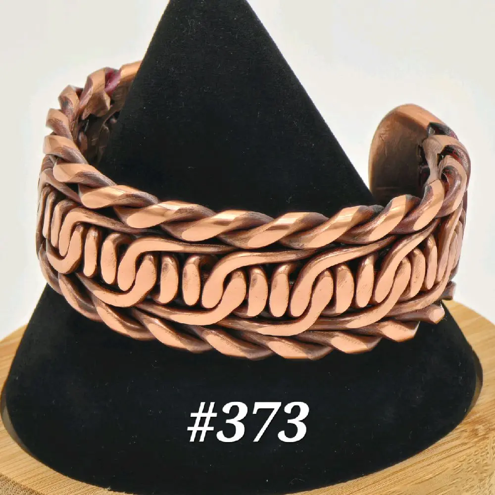 #373 Pure Copper  6" x 1"   Hand-Woven Cuff Bracelet Handmade Artisan Jewelry Unisex Gift Ready Open Cuff Design Comfortable Daily Wear