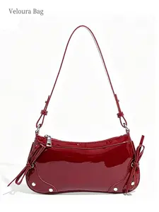 1pc Vintage Glossy Shoulder Bag for Women, Y2K Style Underarm Crossbody Bag, Lightweight Large Capacity Handbag with Adjustable Strap, Stylish Daily Bag for Shopping, Travel, Dating, Chic Gift for Birthday, Mother’s Day