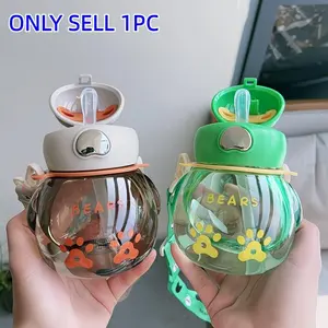 Mini Cute Cup with Straw, School Water Bottle, Outdoor Sports Backpack Water Cup, Portable Reusable Drinkware, Perfect for Kids & Adults, Water Bottle Clear
