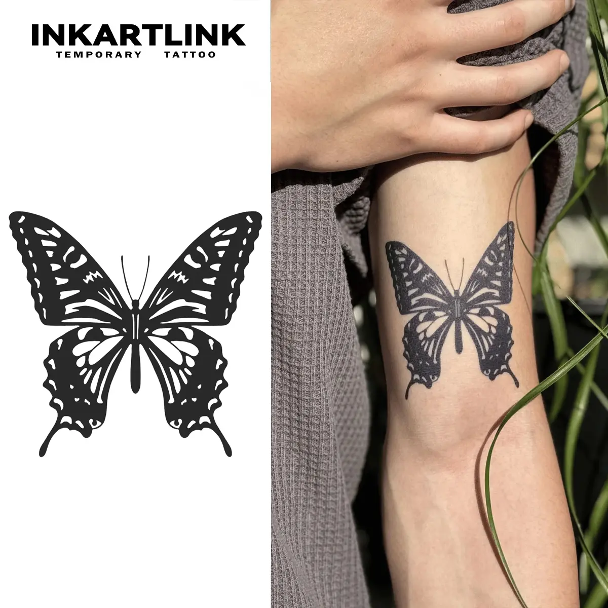 INKARTLINK 2 Sheets Semi-Permanent Tattoo Stickers, Realistic Butterfly Body Art, Waterproof & Long Lasting for 1-2 Weeks for All Skin Types, Lasting Weeks, Temporary Tattoo Stickers, Single Item, Tattoo Art