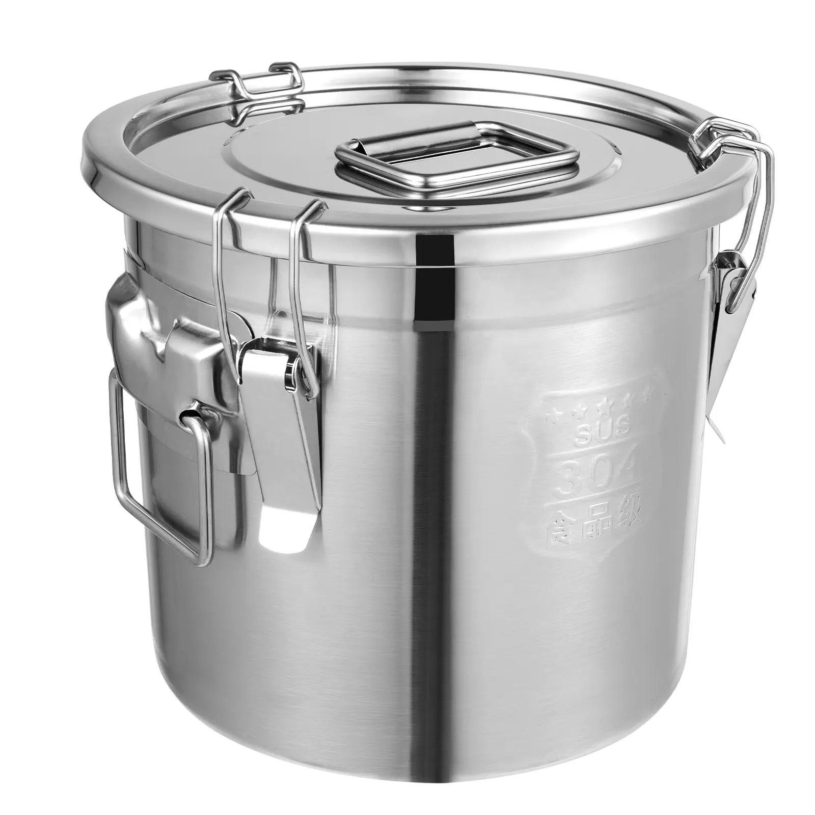 12L 405oz Rustresist 304 & 201 Stainless Steel Airtight Food Storage Container - Antimicrobial, Multi-Function, Silicone-Sealed, Seamless Polished Pail for Home Supplies, Restaurant Kitchen Pantry Wet/Dry Storage