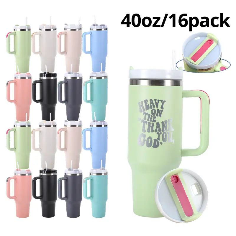 16-Pack 40oz Powder Coated Stainless Steel Leakproof Insulated Tumblers - Double Wall Vacuum Insulated Flasks, Portable Travel Mugs with Lids & Straws, Car Cup Holder-Fit, Kitchenware Gifts (Multiple Colors), Leakproof Insulated Tumbler,summerwins