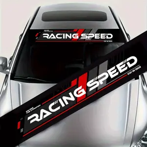 1 Pack Racing Speed Front Windshield Car Decal Self Adhesive Residue Free for Plastic Glass Metal Surface Exterior Window Auto Sticker Decoration