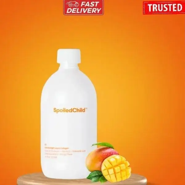SpoiledChild Dietary Beauty Skin Care Supplement - Collagen Peptides, Vitamin C, Hyaluronic Acid Liquid for Collagen Replenishment, Mango Flavor, 450ml (15.2 Fl oz)