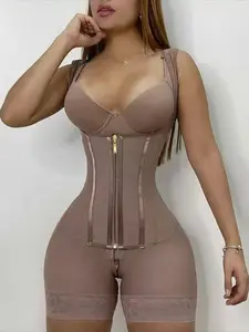 1 Count Women's 2in1 Hourglass and Curves Shapewear Jumpsuit, Butt Lifting And Tummy Control Bodysuit, Fajas, Adjustable Zipper Hook & Eye Closure Body Shaper Romper, Colombian Shapewear, Suitable for Daily, Sport, Yoga, Underwear