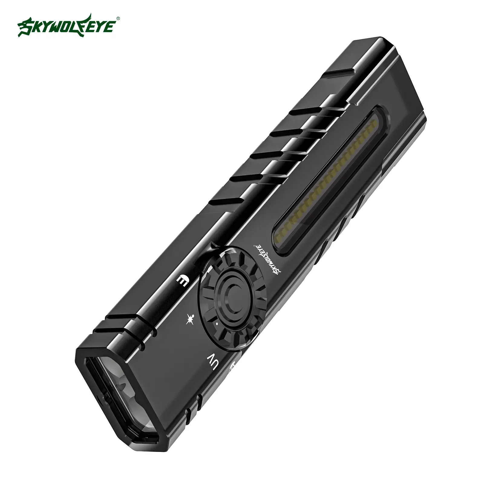 Skywolfeye ST7 Unisex EDC Flashlight - 2500 Lumens Rechargeable Aluminum Body Outdoor Gadget with Green Laser, UV, RGB Light, Magnetic Mini Sized Product for Camping, Emergency, Everyday Carry