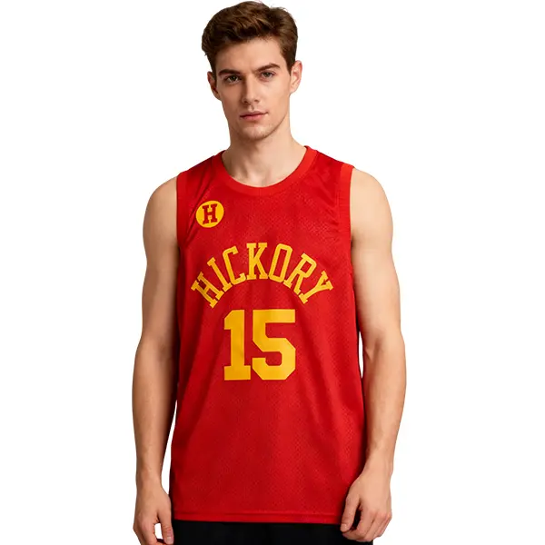 Men's Hickory #15 Chitwood Basketball Jersey, Vintage Stitched V-Neck Top, Breathable Quick Dry Polyester Mesh, Sizes S, M, XL