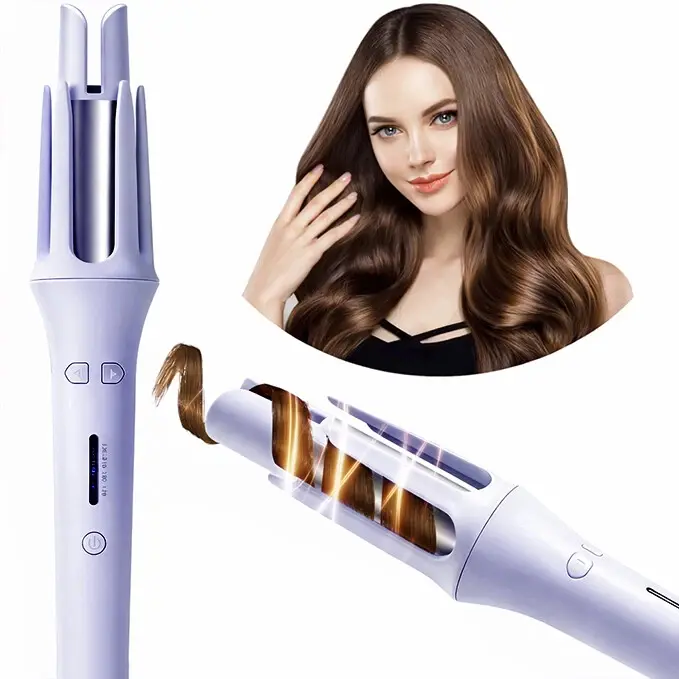Zemya Automatic Rotating Curling Iron - 1-Inch Porcelain Wand for Girlfriend, Mother, 4 Temp & 3 Timer Settings Up to 430℉, Detangling, Easy Curls, 60-Min Auto-Off for Wavy Hair, Abs