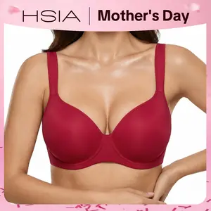 HSIA Joan Comfortzone Plus Size Soft Unlined T-Shirt Minimizer Bra Underwire Full Coverage 1/4 Inch Reducing Effect Seamless Support
